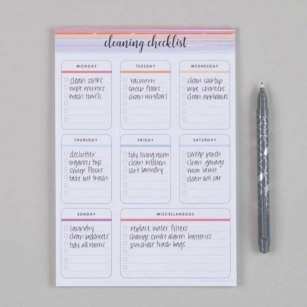 Erin Condren Cleaning Checklist Notepad